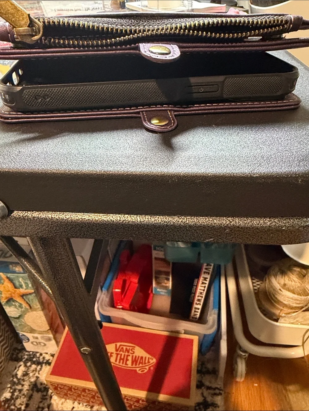 Purple Wallet Phone Case with Card Slot for iPhone 15